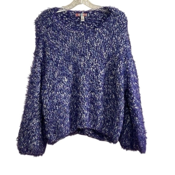 Urban Outfitters UO Jamie Fuzzy Purple Pullover Sweater Size L - Picture 2 of 14